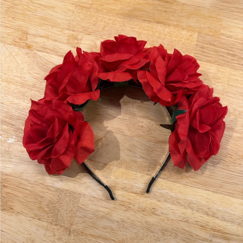 Red Rose Flower Headband